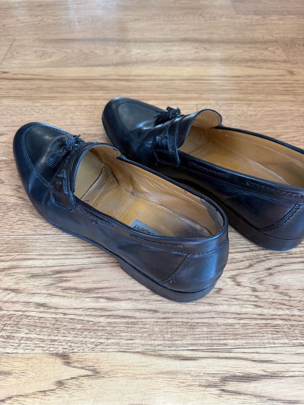 Johnston & Murphy Black Leather Tassel Loafers